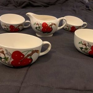 Vintage W.S. George cherry blossom cup set